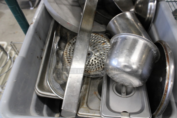 ALL ONE MONEY! Lot of Various Metal Items Including Bowl and Lids in Gray Bus Bin! - Image 4 of 5