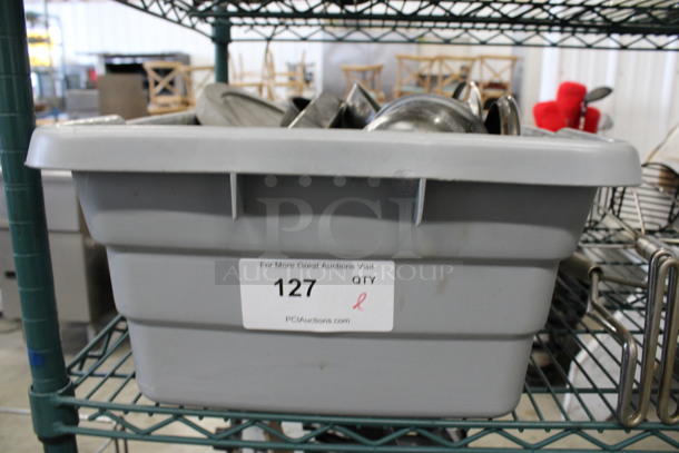 ALL ONE MONEY! Lot of Various Metal Items Including Bowl and Lids in Gray Bus Bin! - Image 5 of 5