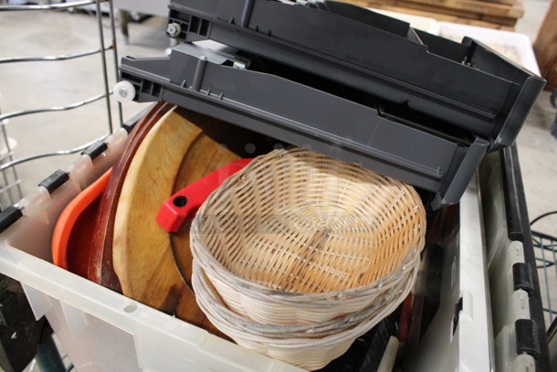 ALL ONE MONEY! Lot of Various Items Including Cash Drawer Inserts, Chargers and Bread Baskets in Poly Clear Bin! - Image 3 of 6
