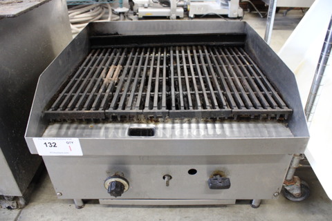 Stainless Steel Commercial Countertop Propane Gas Powered Charbroiler Grill. 24x24x16.5