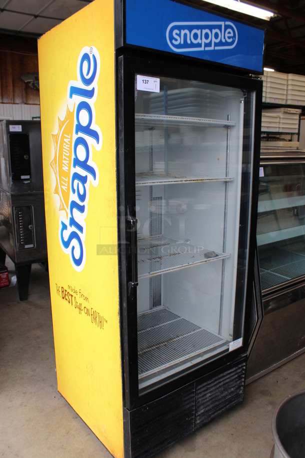 Habco Model ESM28 Metal Commercial Single Door Reach In Cooler Merchandiser w/ Poly Coated Racks. 115 Volts, 1 Phase. 30.5x33x79. Tested and Powers On But Does Not Get Cold - Image 2 of 5