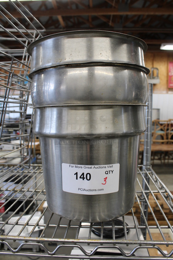 3 Stainless Steel Cylindrical Drop In Bins. 9.5x9.5x8. 3 ESM28