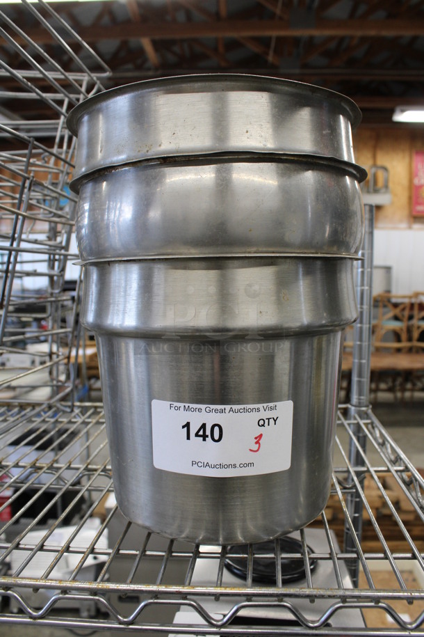3 Stainless Steel Cylindrical Drop In Bins. 9.5x9.5x8. 3 ESM28 - Image 1 of 3