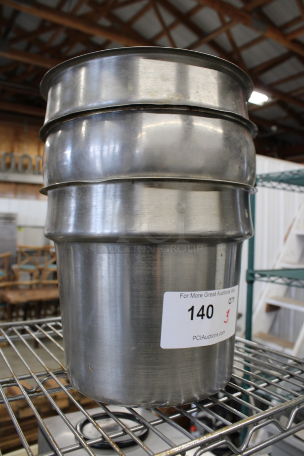 3 Stainless Steel Cylindrical Drop In Bins. 9.5x9.5x8. 3 ESM28 - Image 2 of 3