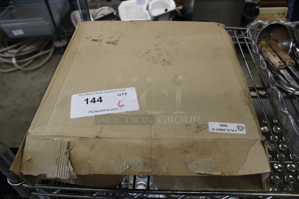 6 BRAND NEW IN BOX! White Ceramic Plates w/ Colorful Rim. 12.5x12.5x1. 6 Times Your Bid! - Image 4 of 4