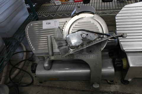 Chefmate Stainless Steel Commercial Countertop Meat Slicer w/ Blade Sharpener. 22x15x14. Tested and Working!