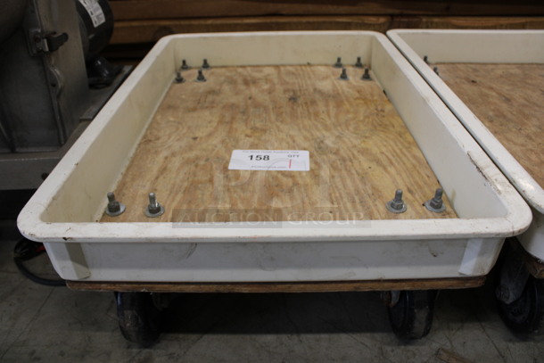 White Poly Dough Bin Dolly on Commercial Casters. 18x26x8.5