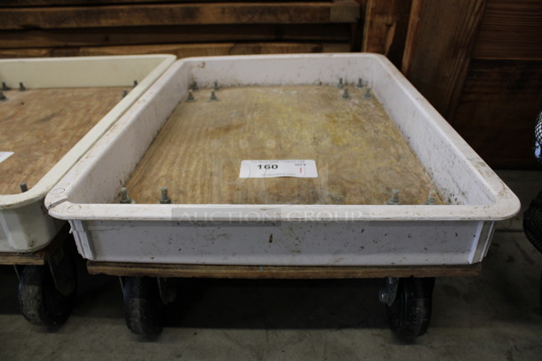 White Poly Dough Bin Dolly on Commercial Casters. 18x26x8.5