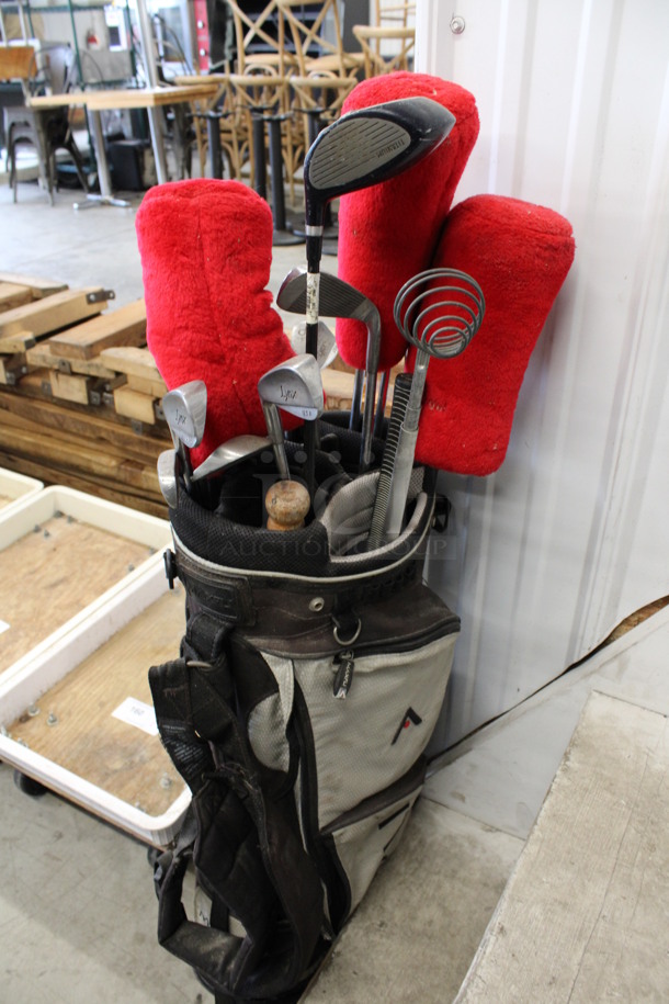 ALL ONE MONEY! Lot of Golf Clubs in Golf Bag w/ 3 Socks and Various Golf Balls. 2, 3, 4, 5, 6, 7 and P Putter. 2, 3, 4 Clubs. Bag: 12x10x35 - Image 2 of 10