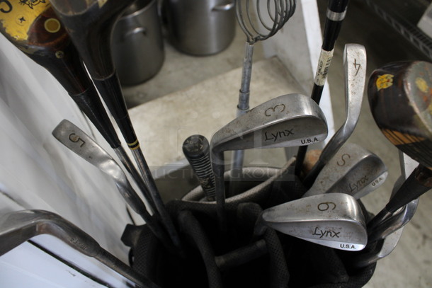 ALL ONE MONEY! Lot of Golf Clubs in Golf Bag w/ 3 Socks and Various Golf Balls. 2, 3, 4, 5, 6, 7 and P Putter. 2, 3, 4 Clubs. Bag: 12x10x35 - Image 6 of 10