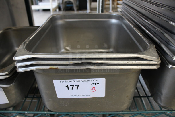 3 Stainless Steel 1/2 Size Drop In Bins. 1/2x6. 3 Times Your Bid!