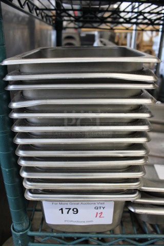 12 Stainless Steel 1/6 Size Drop In Bins. 1/6x4. 12 Times Your Bid!