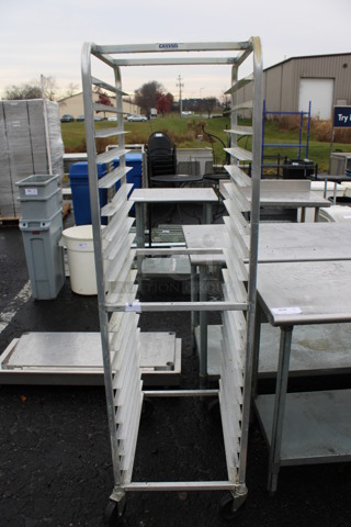 Metal Commercial Pan Transport Rack on Commercial Casters. 20.5x26x70