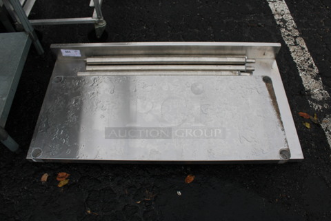 Stainless Steel Tabletop, Stainless Steel Under Shelf and 4 Metal Legs. 48x24x7, 35"