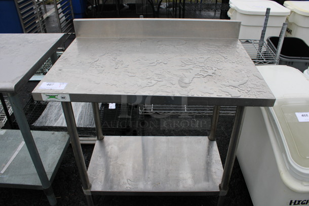 Stainless Steel Commercial Table w/ Back Splash and Metal Under Shelf. 36x24x38 - Image 1 of 3
