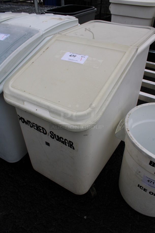 White Poly Ingredient Bin w/ Lid on Commercial Casters. 16x30x29 - Image 2 of 4