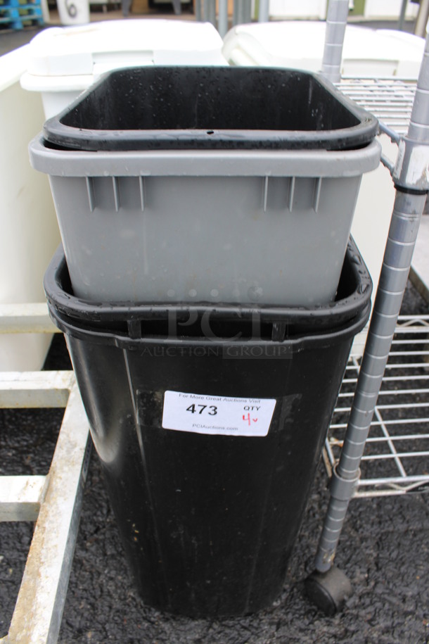 4 Various Poly Trash Cans. Includes 15x10x15. 4 Times Your Bid!
