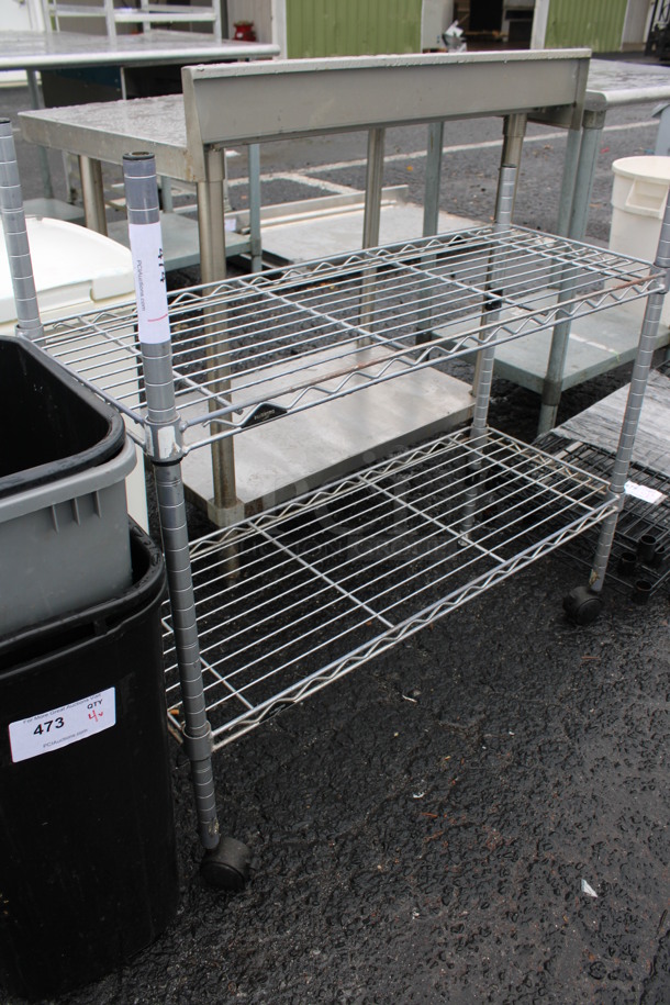 Chrome Finish 2 Tier Metro Style Shelving Unit on 3 Casters. 36x14x37 - Image 1 of 3