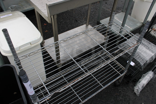 Chrome Finish 2 Tier Metro Style Shelving Unit on 3 Casters. 36x14x37 - Image 2 of 3
