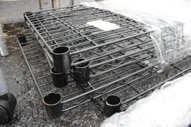 ALL ONE MONEY! Lot of 5 Black Finish Metro Style Shelves w/ 8 Half Size Poles! 36x16x1.5, 36" - Image 2 of 3