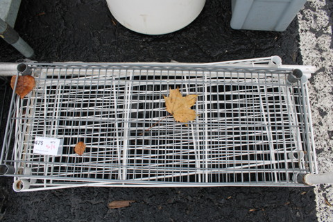 ALL ONE MONEY! Lot of 5 White and Gray Finish Metro Style Shelves w/ 4 Poles! 36x14x1.5, 75"