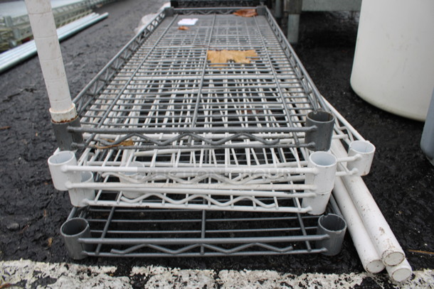 ALL ONE MONEY! Lot of 5 White and Gray Finish Metro Style Shelves w/ 4 Poles! 36x14x1.5, 75" - Image 3 of 3