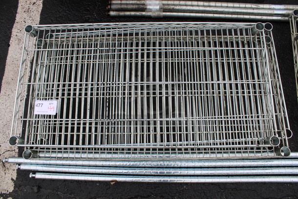 ALL ONE MONEY! Lot of 4 Chrome Finish Metro Style Shelves w/ 4 Poles! 36x18x1.5, 75" - Image 3 of 3