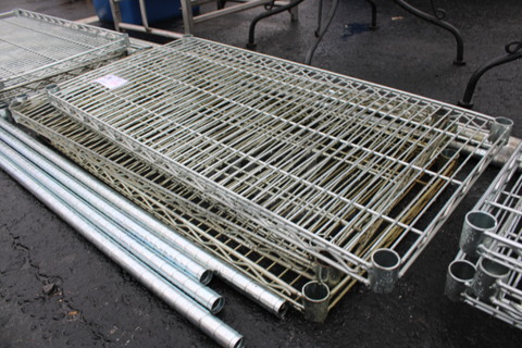 ALL ONE MONEY! Lot of 4 Chrome Finish Metro Style Shelves w/ 4 Poles! 36x18x1.5, 75"