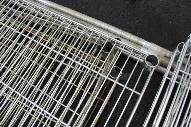 ALL ONE MONEY! Lot of 4 Chrome Finish Metro Style Shelves w/ 4 Poles! 36x18x1.5, 75" - Image 3 of 3
