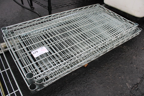 ALL ONE MONEY! Lot of 4 Chrome Finish Metro Style Shelves w/ 4 Poles! 36x18x1.5, 75"