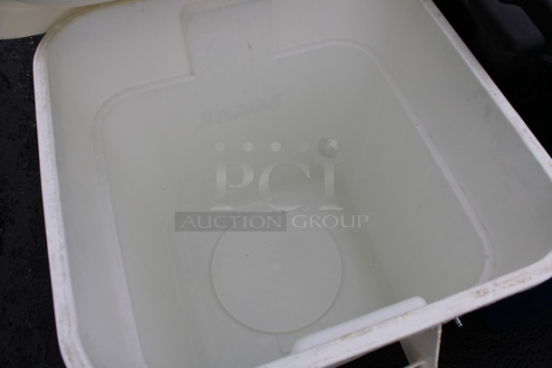 White Poly Trash Can w/ Lid on Dolly. 24x22x28 - Image 3 of 3
