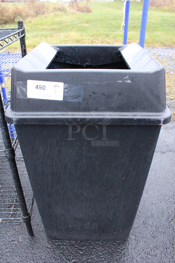 Black Poly Trash Can w/ Lid. 20x20x33 - Image 1 of 3