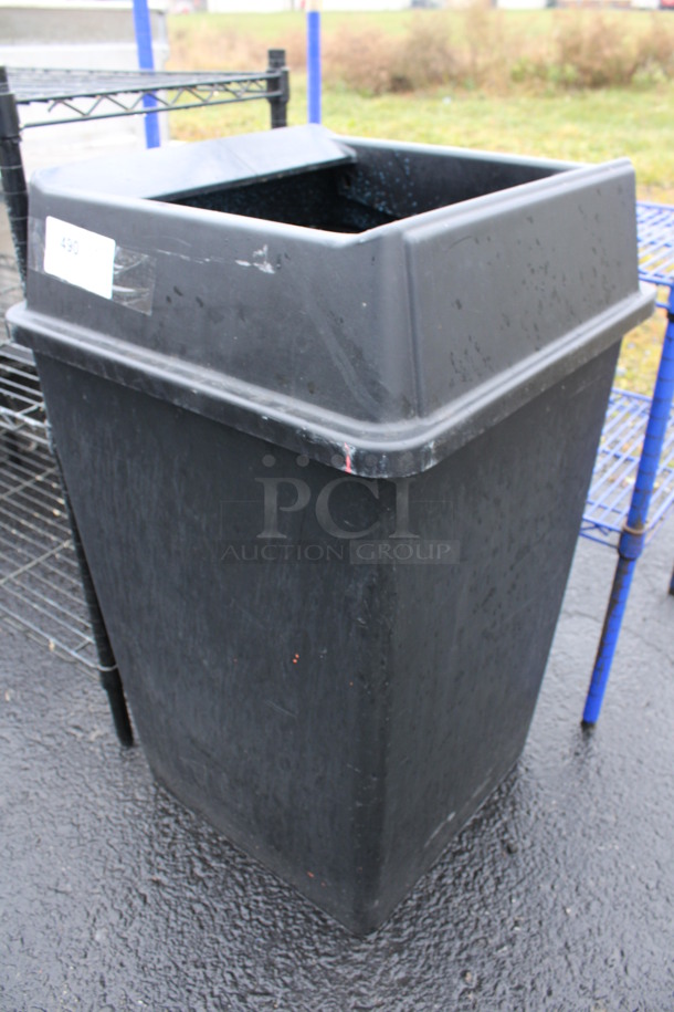 Black Poly Trash Can w/ Lid. 20x20x33 - Image 2 of 3