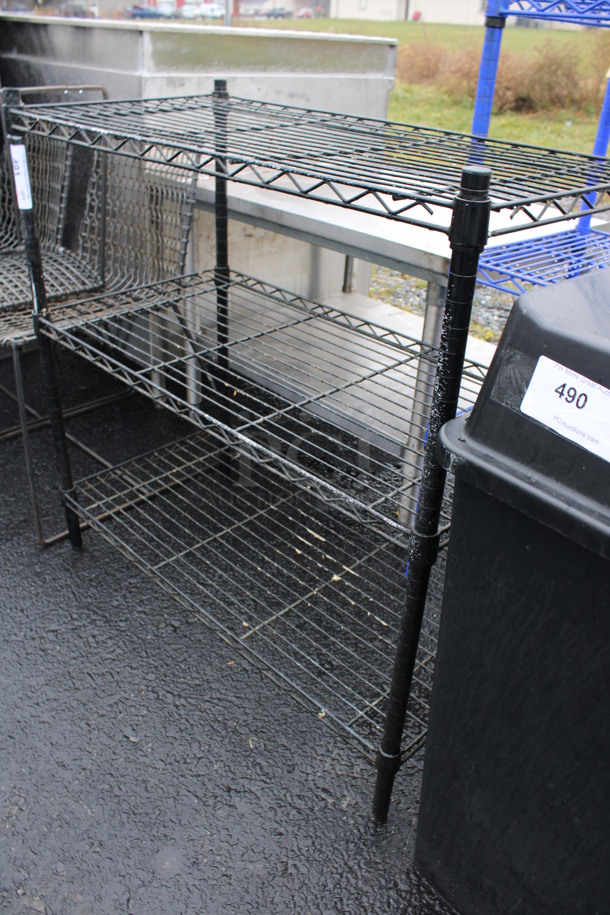 Black Finish 3 Tier Metro Style Shelving Unit. BUYER MUST DISMANTLE. PCI CANNOT DISMANTLE FOR SHIPPING. PLEASE CONSIDER FREIGHT CHARGES. 36x18x37 - Image 2 of 3