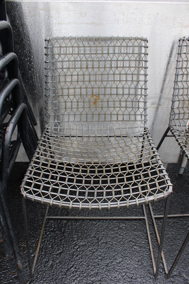 3 Metal Mesh Chairs. 20x23x31. 3 Times Your Bid!
