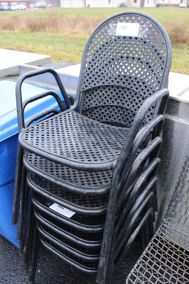 4 Black Mesh Metal Patio Chairs w/ Arm Rests. 21x18x33. 4 Times Your Bid! - Image 3 of 4