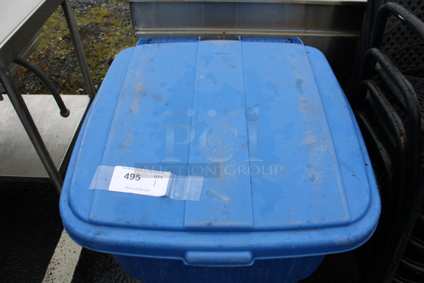 Blue Poly Trash Can w/ Hinge Lid. 24x27x39 - Image 2 of 6