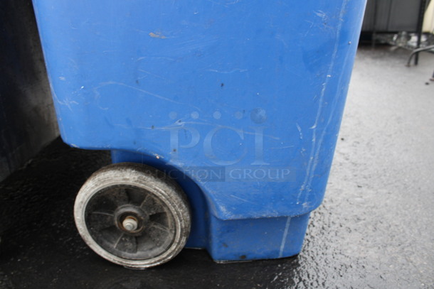 Blue Poly Trash Can w/ Hinge Lid. 24x27x39 - Image 6 of 6