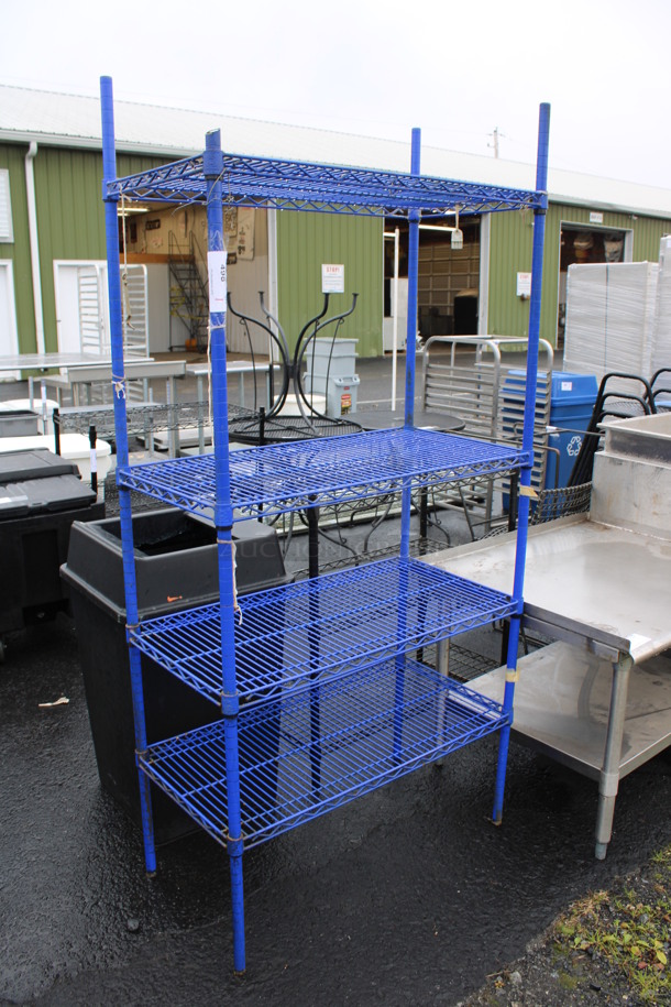 Blue Finish 4 Tier Shelving Unit. BUYER MUST DISMANTLE. PCI CANNOT DISMANTLE FOR SHIPPING. PLEASE CONSIDER FREIGHT CHARGES. 36x18x75 - Image 2 of 4