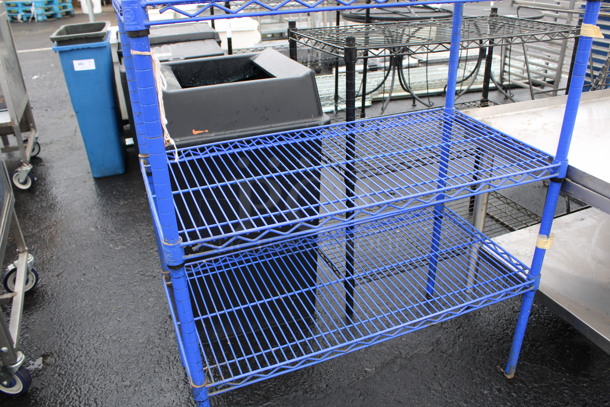 Blue Finish 4 Tier Shelving Unit. BUYER MUST DISMANTLE. PCI CANNOT DISMANTLE FOR SHIPPING. PLEASE CONSIDER FREIGHT CHARGES. 36x18x75 - Image 3 of 4