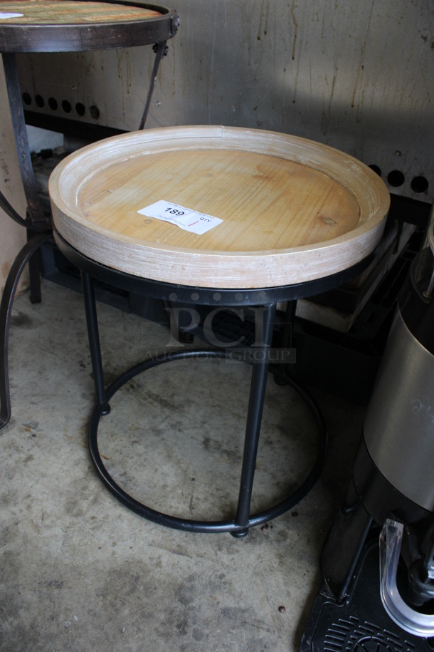 Black Metal Round Table w/ Wooden Tabletop. 18x18x20.5 - Image 2 of 3