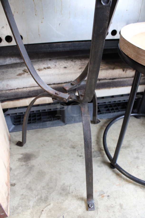 Metal Round Table w/ Wood Pattern Tabletop. 18x18x27.5 - Image 3 of 3