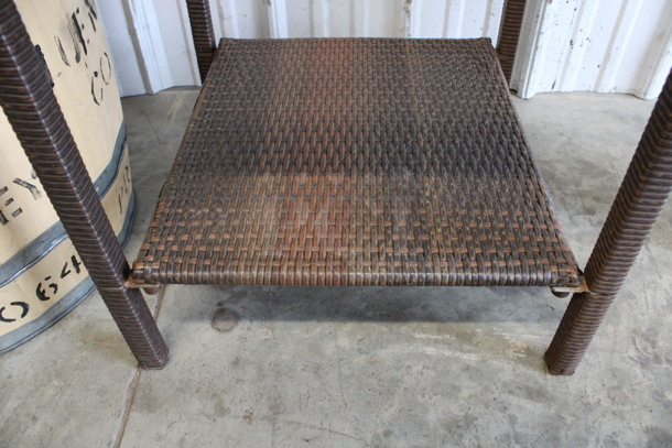 Wicker Style End Table w/ Glass Countertop and Under Shelf. 20.5x20.5x22 - Image 4 of 4