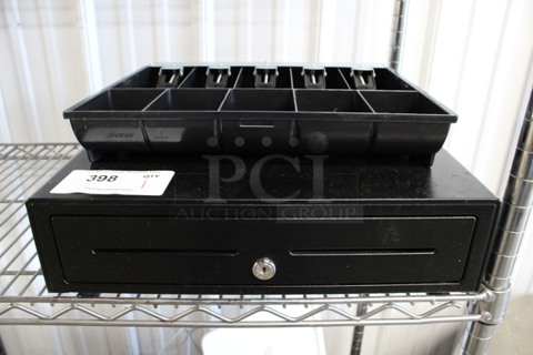 Black Metal Cash Drawer w/ Insert. 16x16.5x4