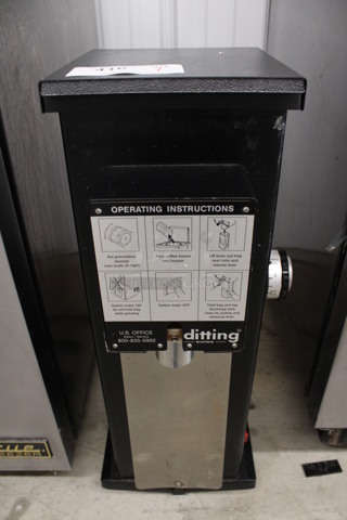 Ditting Model KR1203 Metal Commercial Countertop Coffee Bean Grinder. 120 Volts, 1 Phase. 10x12.5x25. Tested and Working!