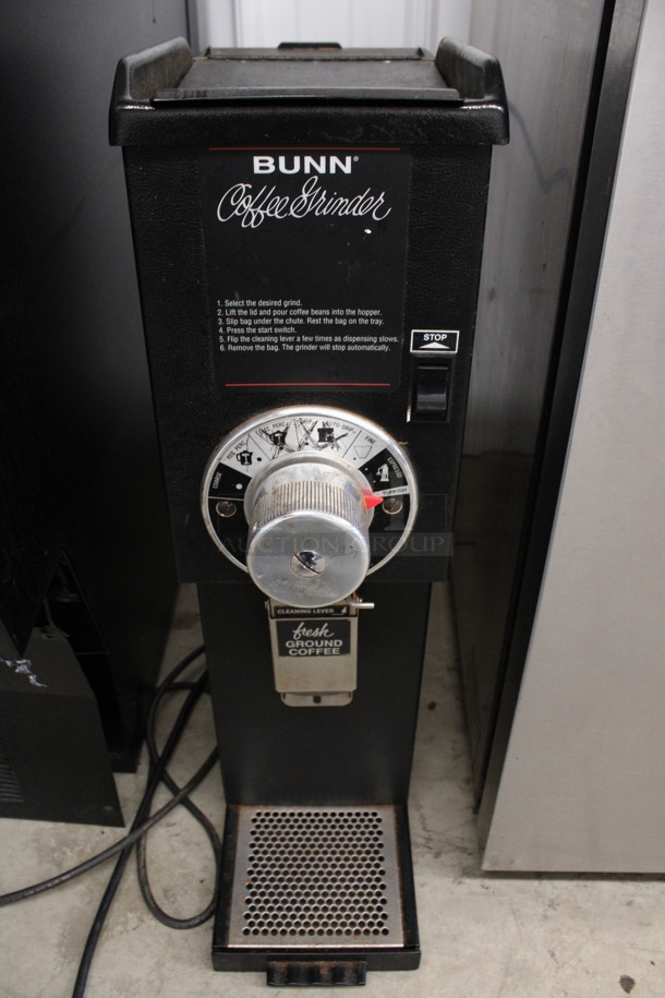 Bunn Model G3 BLACK Metal Commercial Countertop Coffee Bean Grinder. 120 Volts, 1 Phase. 7.5x17x27. Tested and Working!