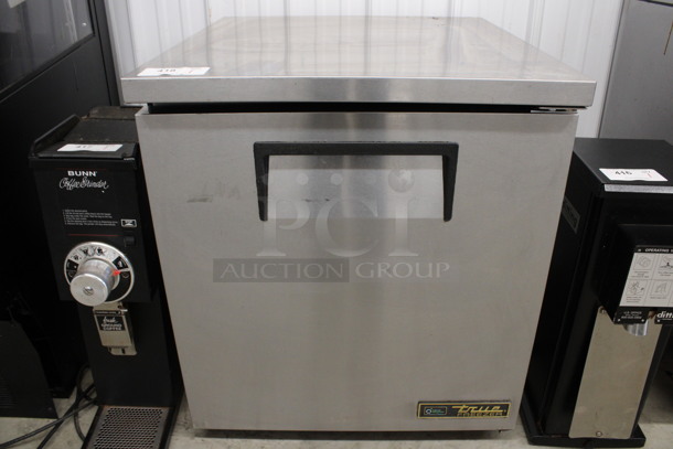 2016 True Model TUC-27F-LP-HC Stainless Steel Commercial Single Door Undercounter Freezer on Commercial Casters. 115 Volts, 1 Phase. 27.5x30x32. Tested and Powers On But Temps at 21 Degrees