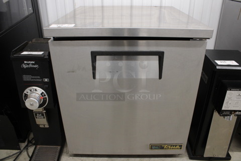 2016 True Model TUC-27F-LP-HC Stainless Steel Commercial Single Door Undercounter Freezer on Commercial Casters. 115 Volts, 1 Phase. 27.5x30x32. Tested and Powers On But Temps at 21 Degrees