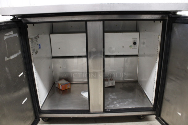 2010 True Model TUC-36-34 ENERGY STAR Stainless Steel Commercial 2 Door Undercounter Cooler on Commercial Casters. 115 Volts, 1 Phase. 36.5x34x33.5. Tested and Working! - Image 4 of 5