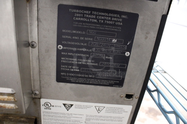 2014 Turbochef Model NGO Metal Commercial Countertop Rapid Cook Oven. 208/240 Volts, 1 Phase. 16x29x21 - Image 5 of 8